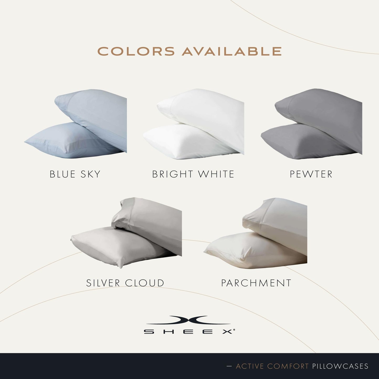 SHEEX Active Comfort Cooling King-Size Pillowcases, Super-Soft Pillowcase Set, 2 Cooling Pillow Covers, Parchment