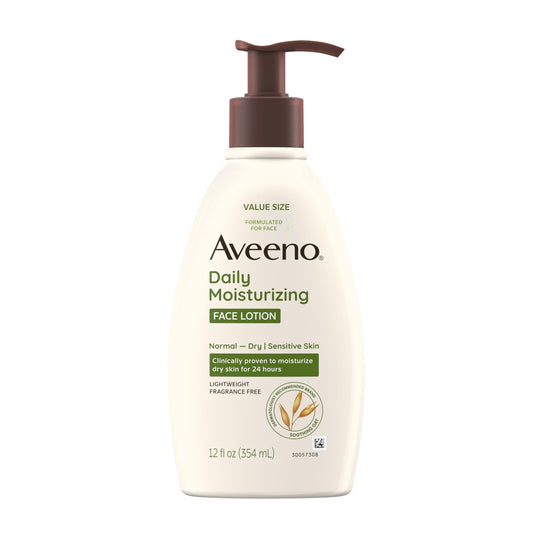 Aveeno Daily Moisturizing Face Lotion with Soothing Prebiotic Oat, Gentle Lotion Nourishes Normal to Dry Skin With Moisture, Sensitive Skin