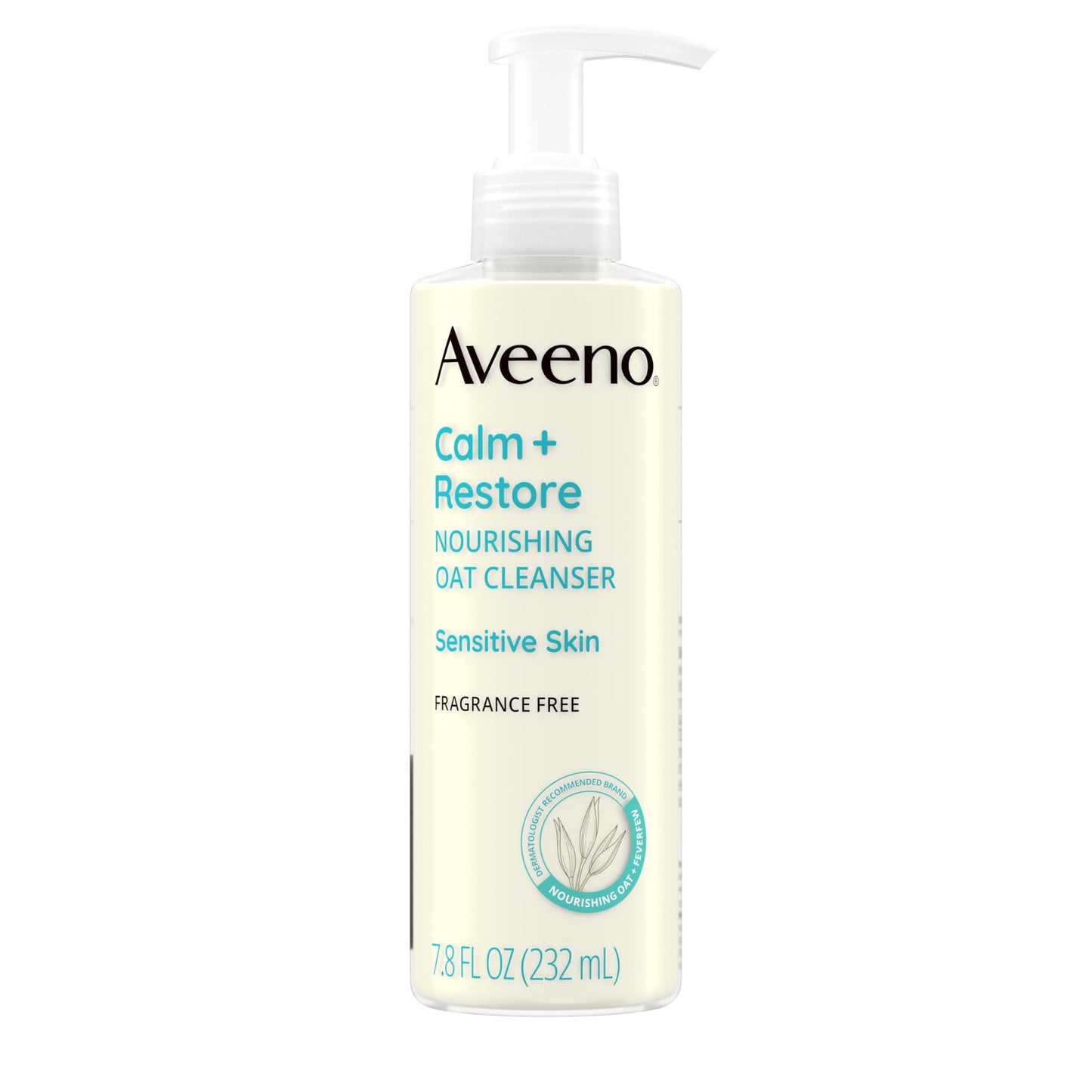 Aveeno Calm + Restore Facial Cleanser for Sensitive Skin, Hydrating Gentle Milky Face Cleanser with Nourishing Oat and Feverfew, Hypoallergenic