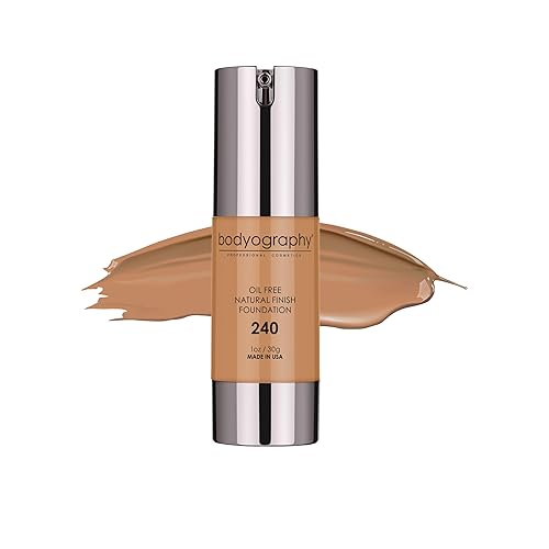 Bodyography Natural Finish Foundation (Dark/Warm #240) | Oil-Free, Anti-Aging Salon Foundation with Vitamin E & C | Photo-Ready, Skin-Perfecting
