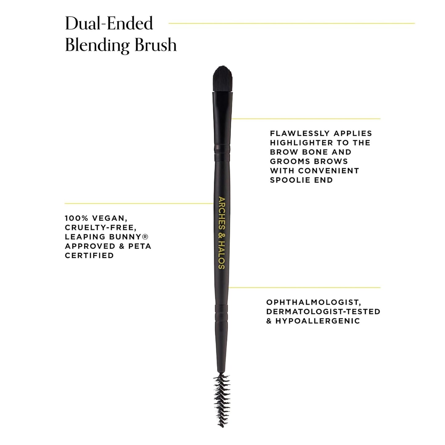 Arches and Halos Dual Ended Blending Makeup Brushes - Precision Concealer and Eyebrow Brush - Spoolie for Taming and Sculpting Brows - 1 pc