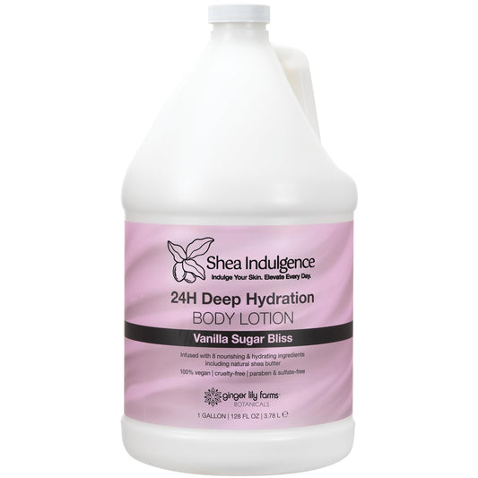 Ginger Lily Farms Botanicals Shea Indulgence 24H Deep Hydration Body Lotion, 100% Vegan & Cruelty-Free, Vanilla Sugar Bliss Scent, 1 Gallon (128 fl Beauty & Personal Care Ginger Lily Farms