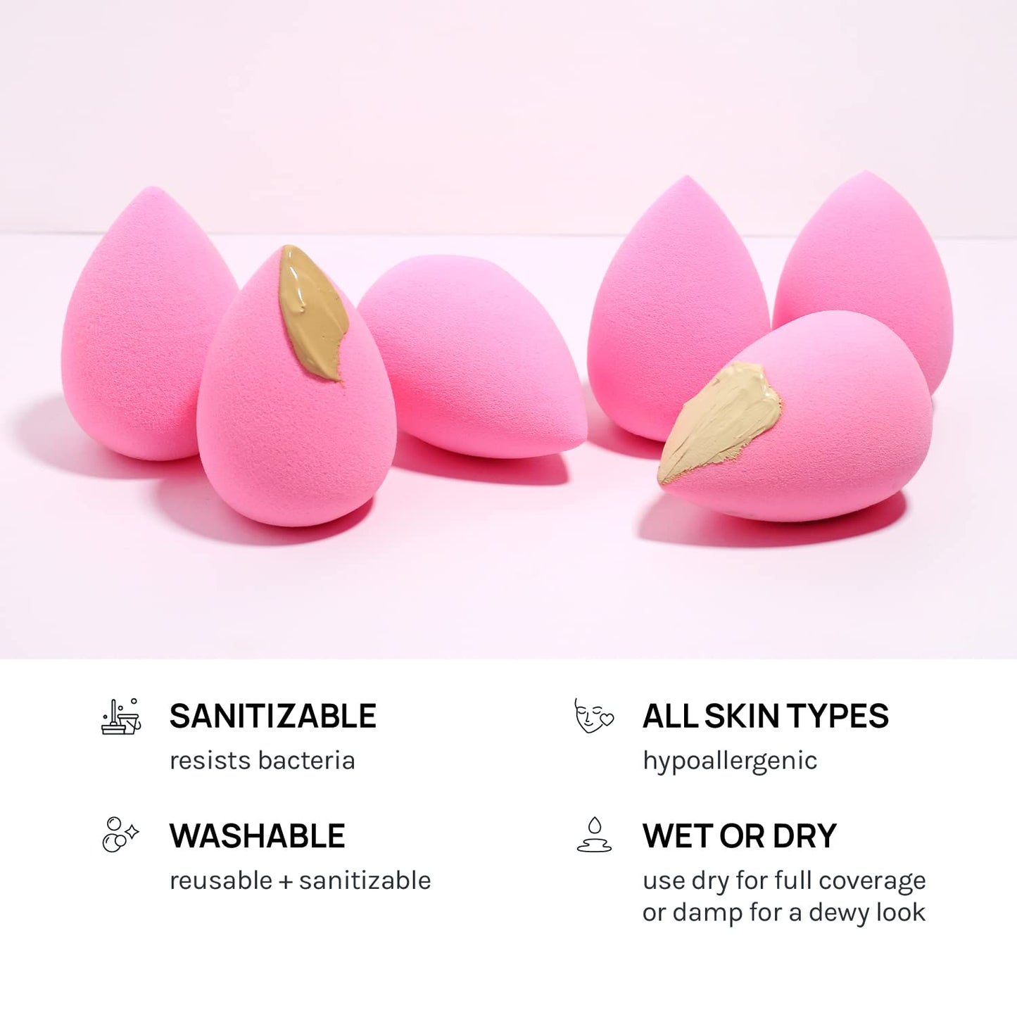 AOA Studio Collection makeup Sponge Set Latex Free and High-definition Set of 6 makeup Wonder blender For Powder Cream and Liquid, Super Soft Wonder