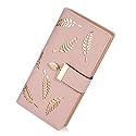 Sweet Cute Chocolate Women's Long Leaf Bifold Wallet Leather Card Holder Purse Zipper Buckle Elegant Clutch Wallet Handbag for Women - Pink