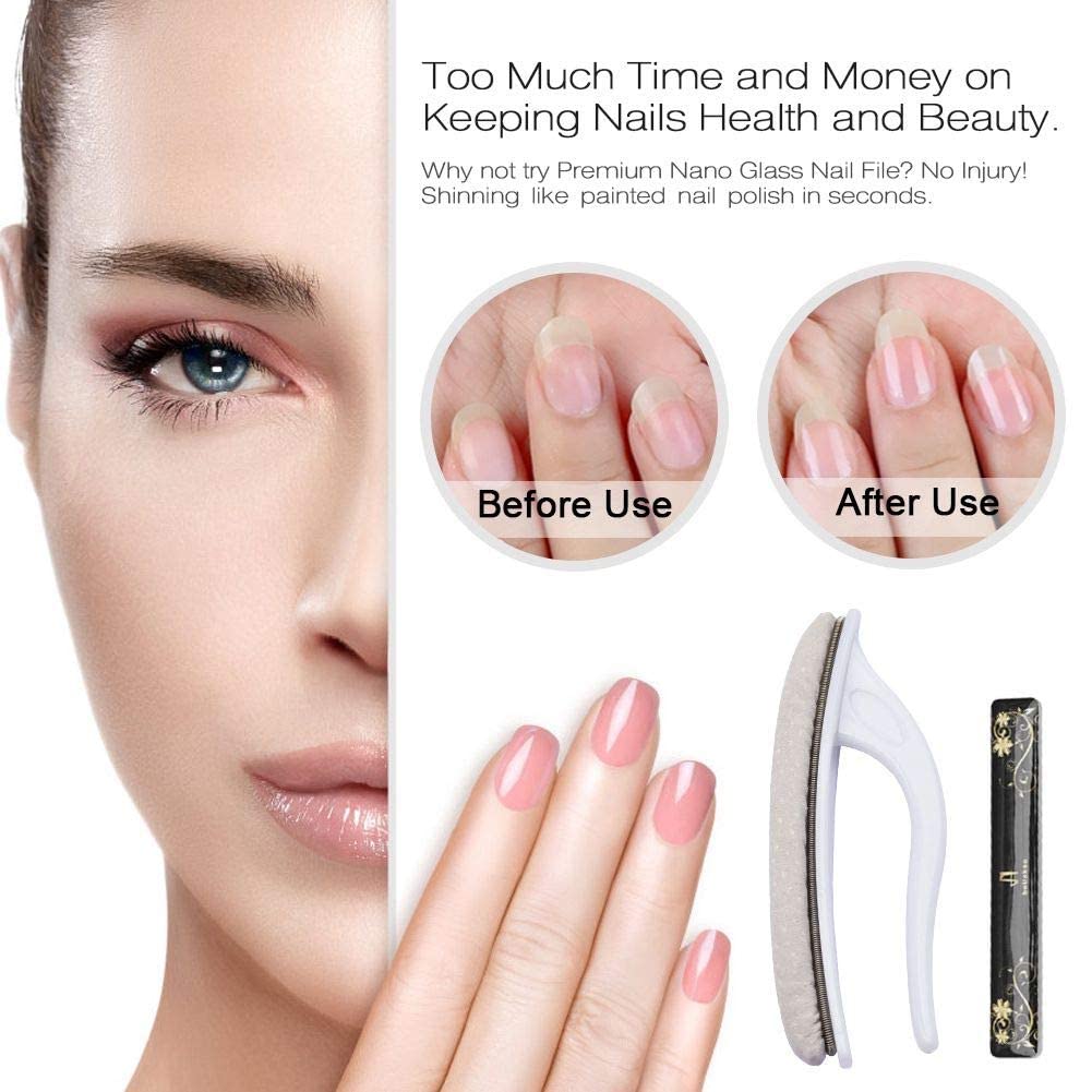 Best Washable Nano Glass Nail File with Case and Chamois Buffer for Nail Wax Cream beUakso Premium Upgrade Nail Buffer and Shine Kit For Natural