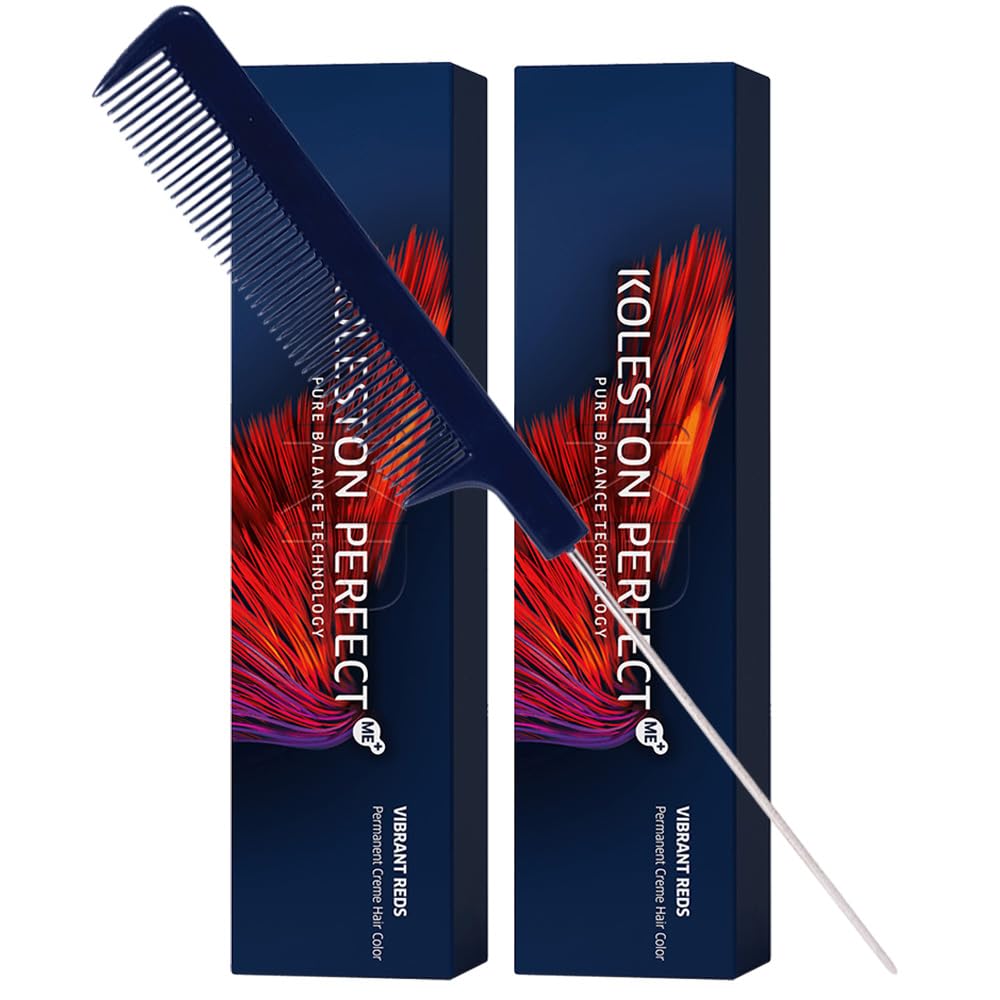 Koleston Perfect ME+ 6/43 Dark Blonde/Red Gold Permanent Hair Color Creme 2 Ounce (Pack of 2) With Pin Tail Comb - Use with Welloxon Perfect Developer