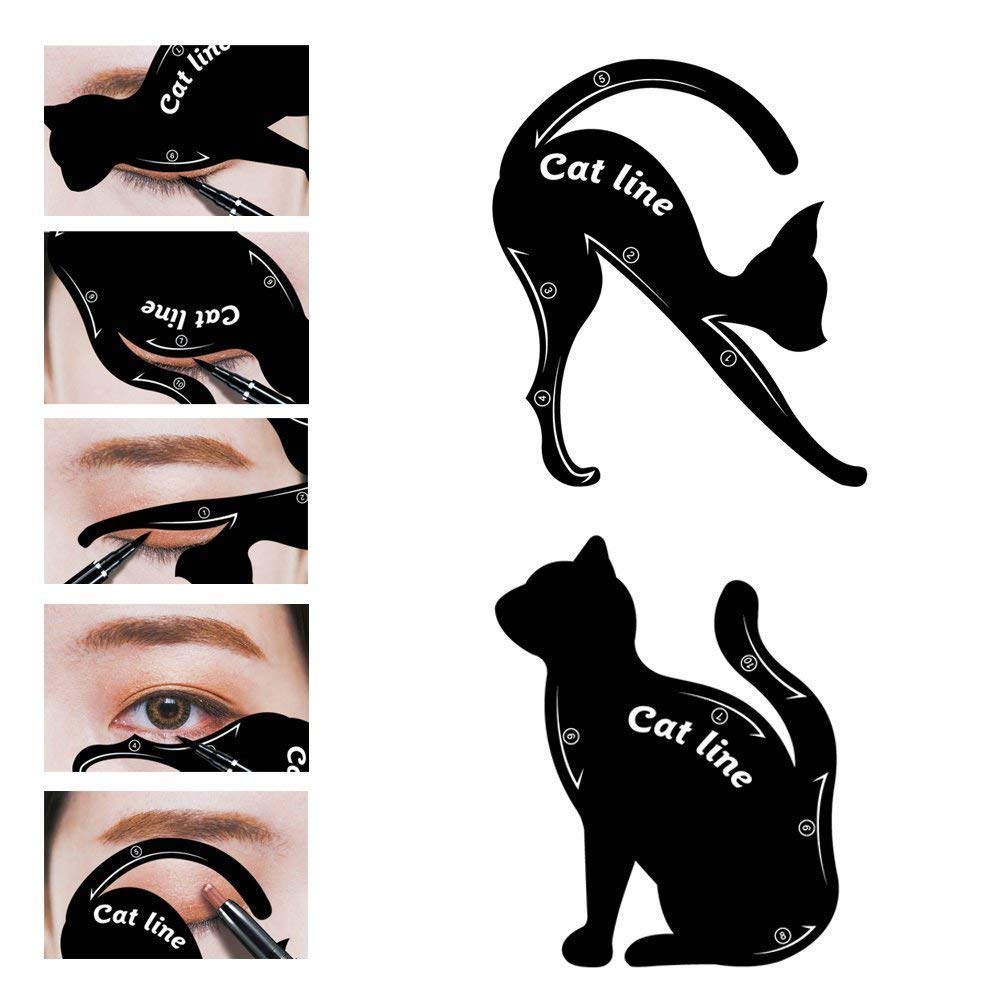 Garden Of Arts Cat Line Eyeliner Stencil, Smoky Eyeshadow Applicators Template Plate, Professional Multifunction Black Cat Shape Eye liner & Eye…