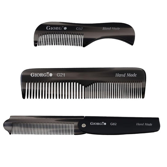 Giorgio Graphite Handmade Pocket Comb Set, Hair Comb Straightener for Everyday Grooming Styling Hair, Mustache and Beard for Men Women and Kids, Use Beauty and Personal Care GIORGIO