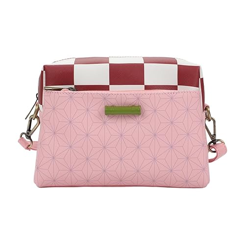 Demon Slayer Nezuko Metal Badge Women's Pink Crossbody Handbag