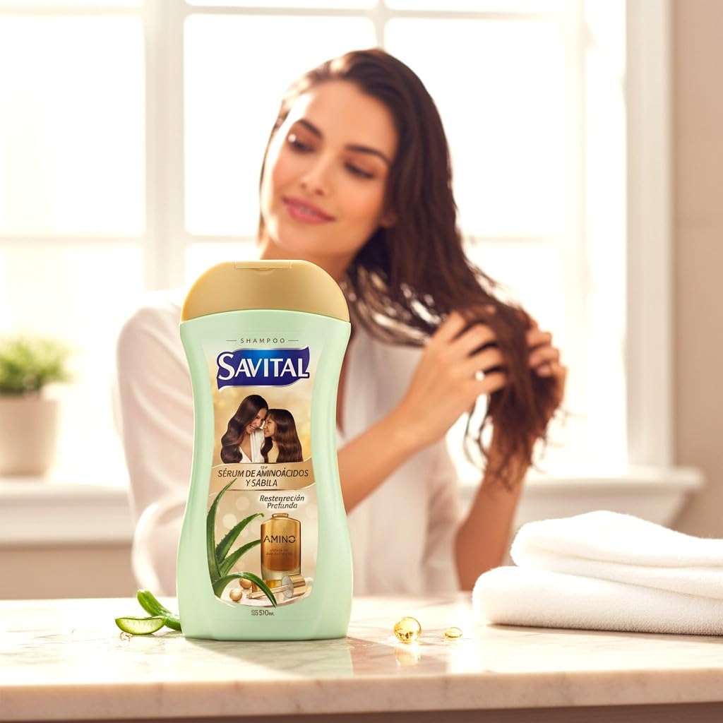 Savital Shampoo (510ml) and Conditioner (490ml) Set with Amino Acid Serum and Aloe - Daily Hair Care Duo for Soft, Smooth, and Shiny Hair