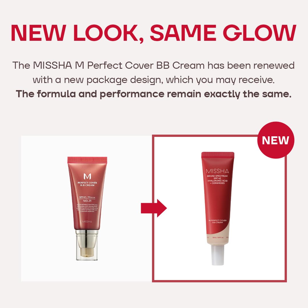MISSHA M Perfect Cover BB Cream No.23 Natural Beige -Light/Medium with Cool/Neutral Undertone SPF 42 PA +++ 1.69 Fl Oz - Tinted Moisturizer for face Beauty and Personal Care MISSHA