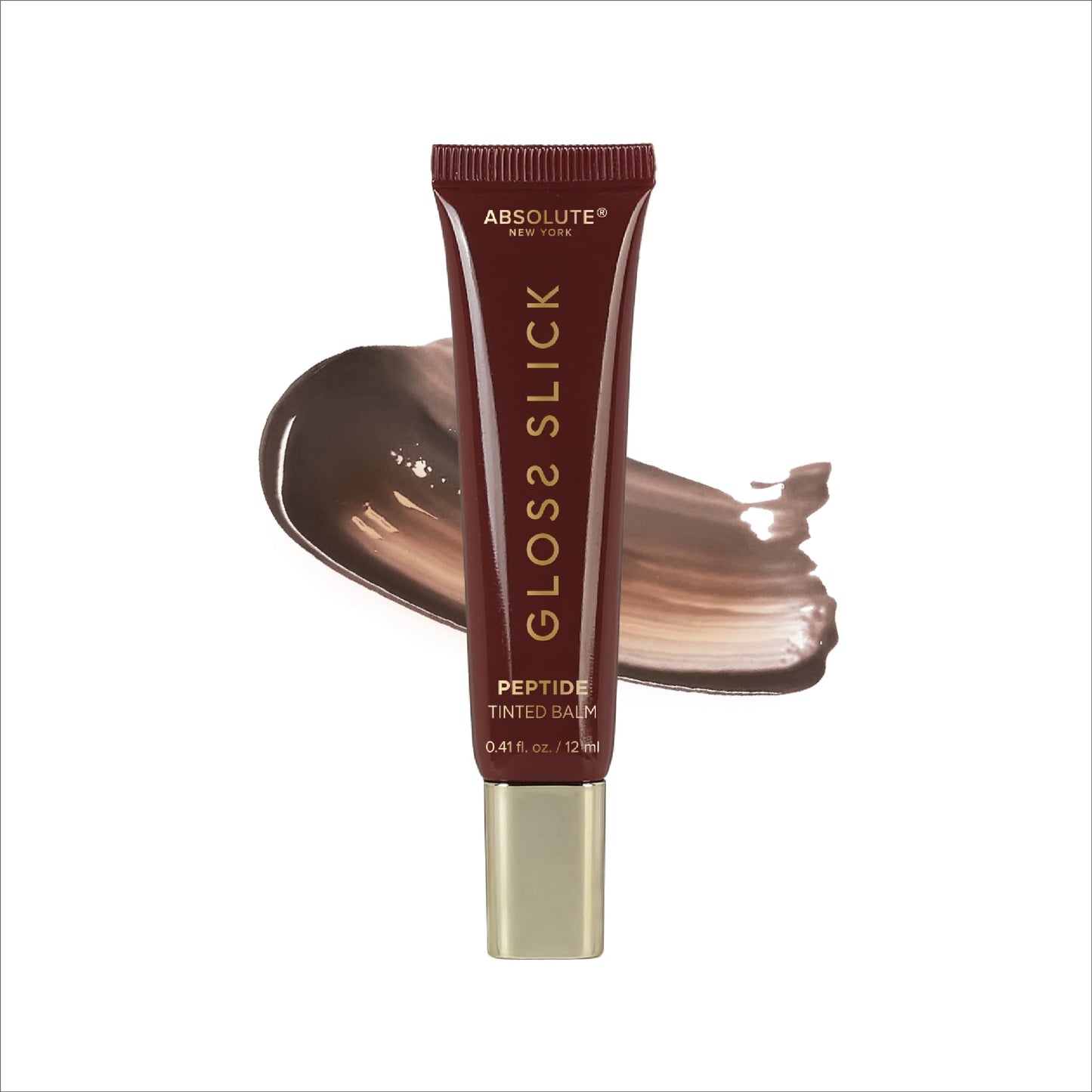 Absolute New York Gloss Slick Peptide Tinted Balm, Weightless and Non-Sticky, Soft Hydrated and Plump Lips (MLPT06 Macadamia Roast)