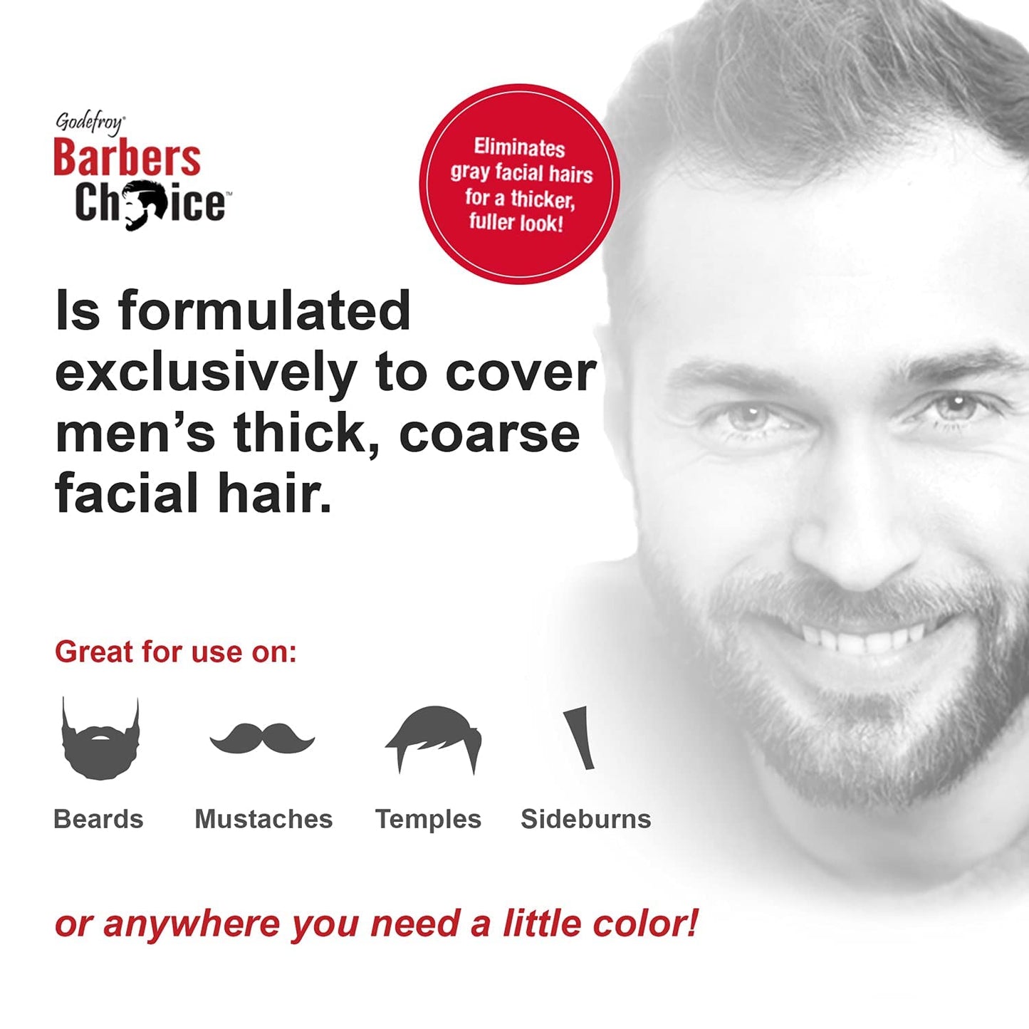 Godefroy Barbers Choice 3 Application Beard and Mustache Dye For Men, 6 weeks of Cover For Gray Facial Hair, Natural Black