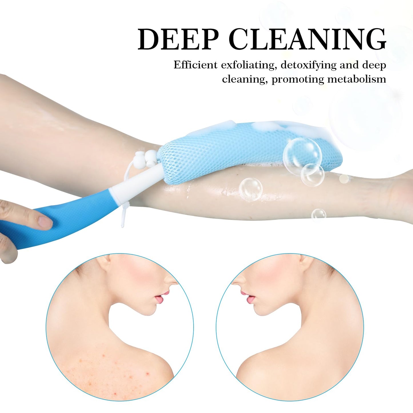 Leetye Mei Long Handle Bath Brush Back Scrubber for Use in Shower,Dual-Sided Non Slip Shower Scrubber for Cleaning Body?Exfoliator Wet or Dry Brushing