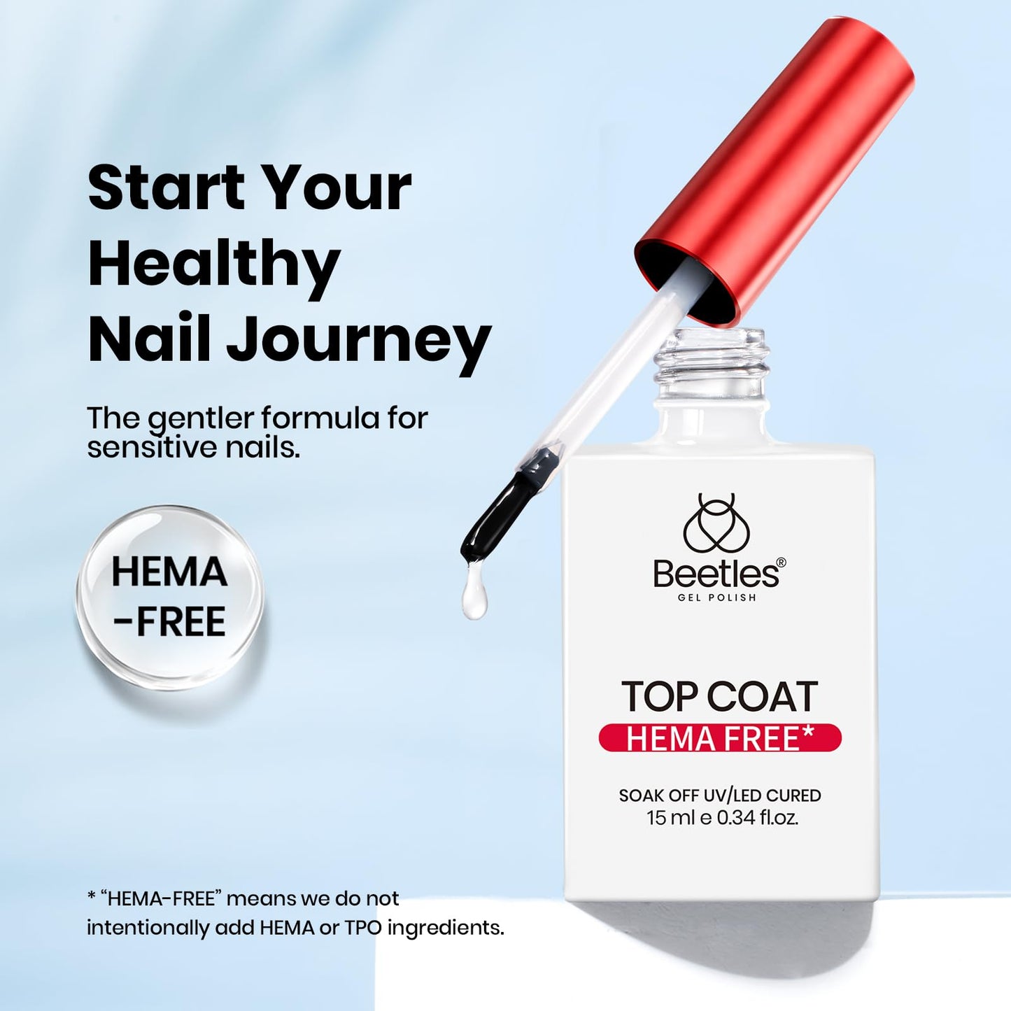 Beetles Gel Top Coat 15ml - HEMA-Free High Gloss for Gel Nail Polish Shine UV/LED Curable Long Lasting for Beginner Home DIY & Salon Nail Art Beauty and Personal Care beetles Gel Polish