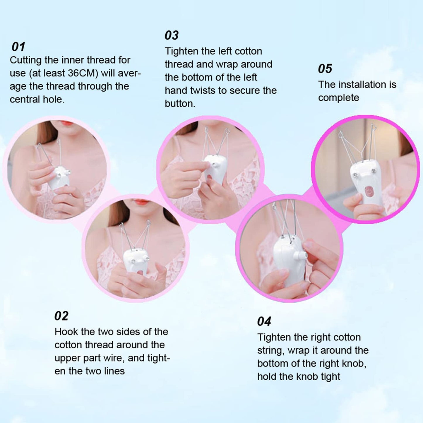 Threading Hair Removal, Hair Removal Device, Electric Threading Epilator USB Hair Remover for & Body Hair Removal with Cotton Thread Roll (Pinks) Beauty and Personal Care Betued