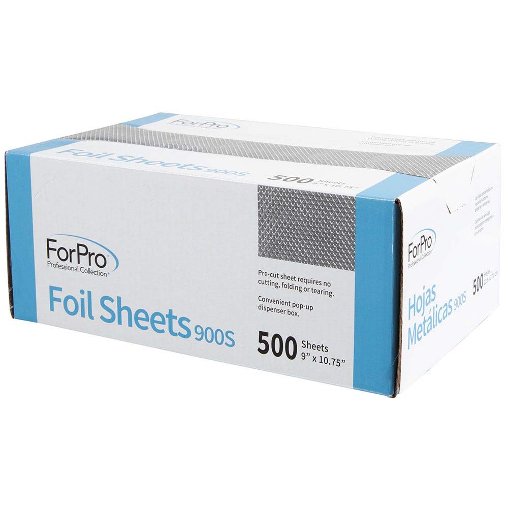 ForPro Professional Collection Embossed Foil Sheets 900S, Aluminum Foil, Pop-Up Dispenser, for Hair Color Application and Highlighting, Food Safe, 9”