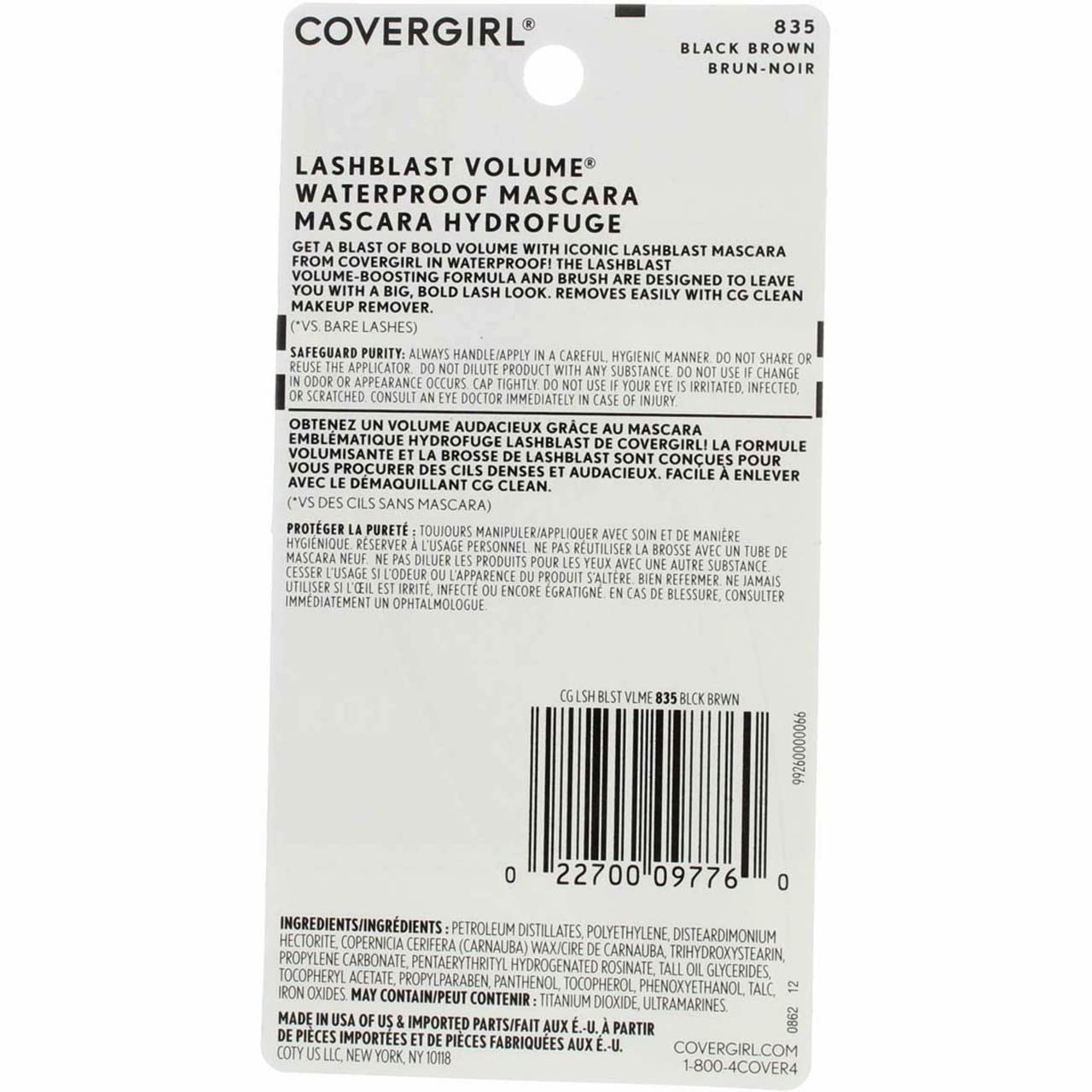 Cover Girl Lsh Blast Mascara Wp Blkbrn .44 Oz, Pack of 6