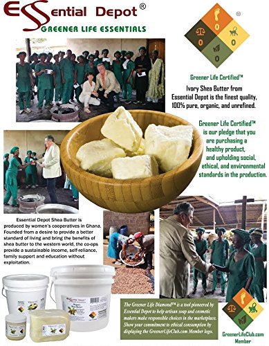 Essential Depot Shea Butter - Grade A - Organic - Unrefined - 7 lbs in a PP Pail - R.E.D. Roasted - microwavable container with resealable lid