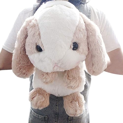 TOLLION Plush Stuffed Animal Backpack Bunny Backpack with Adjustable Gift for Women Girl (Brown+White)