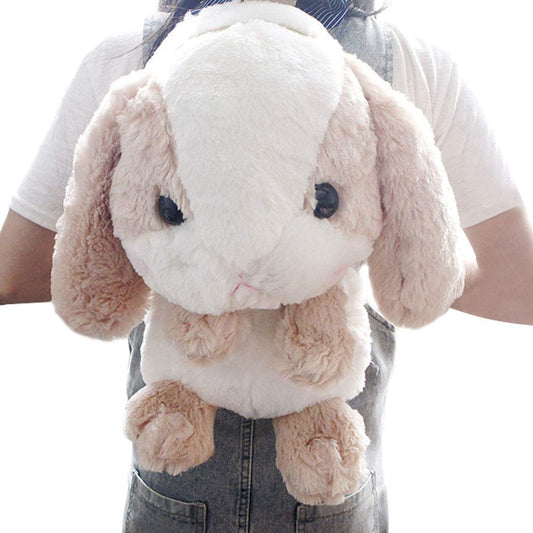 TOLLION Plush Stuffed Animal Backpack Bunny Backpack with Adjustable Gift for Women Girl (Brown+White)