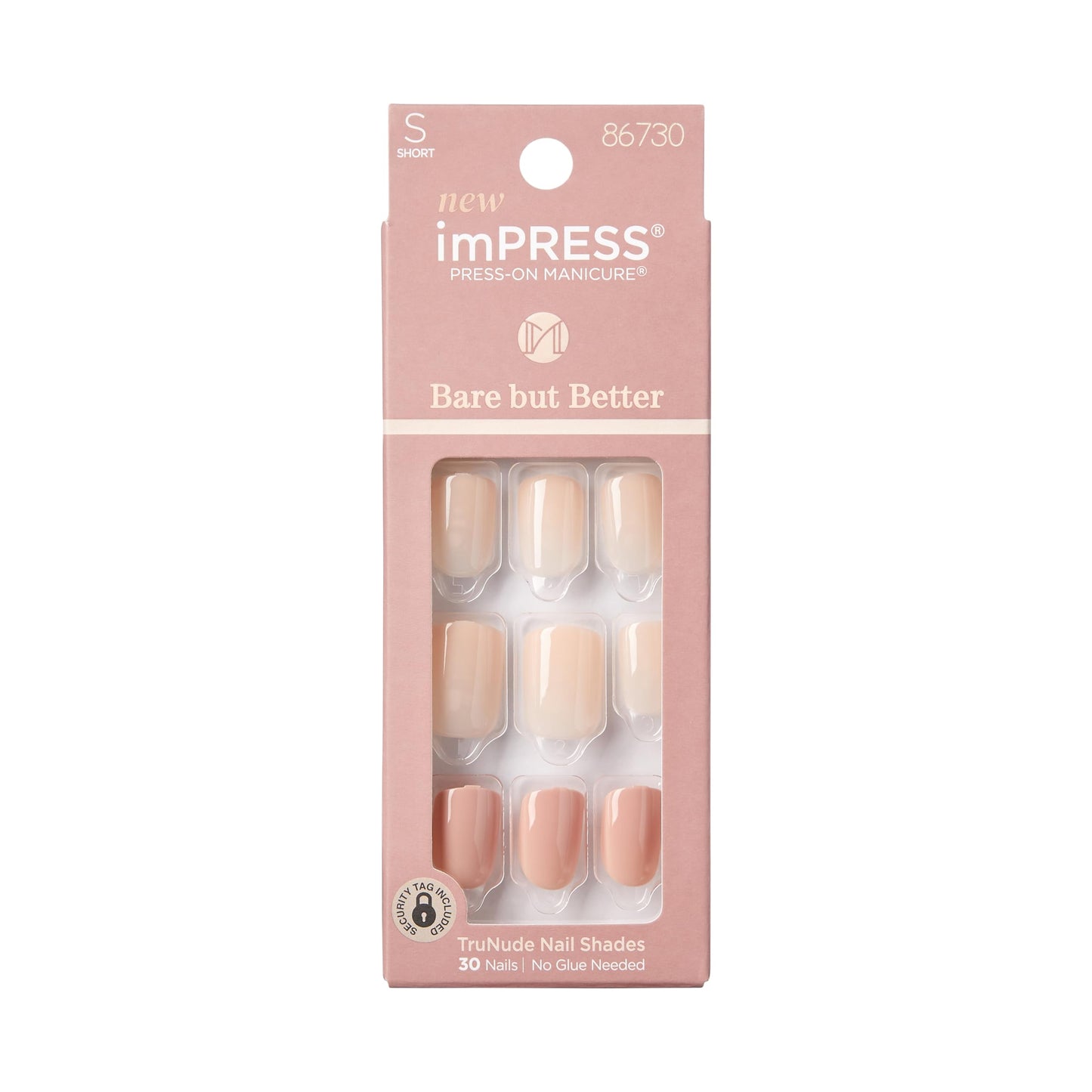 KISS imPRESS No Glue Mani Press On Nails, , 'Simple Pleasure', Nude, Short Size, Squoval Shape, Includes 30 Nails, Prep Pad, Instructions Sheet, 1 Beauty & Personal Care imPRESS