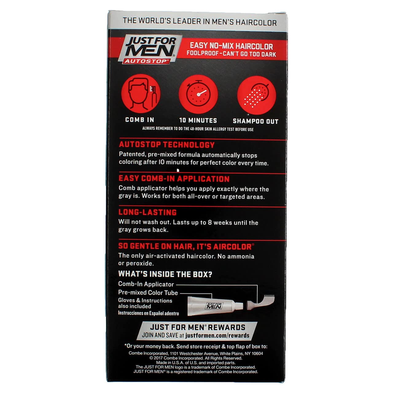 JUST FOR MEN AUTO STOP COMB IN REAL BLACK A55
