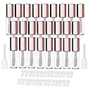 LTKJ 25 Pack 1.2 mL Pretty Empty Lip Gloss Tubes Containers, Clear Mini Refillable Lip Balm Bottles with Rubber Inserts and 3pcs Transfer Pipettes