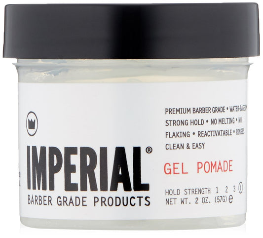 Imperial Barber Grade Products | Gel Pomade, 2 oz | TSA Approved | Travel Sized | Strong Hold | High Shine | Water-Based | Easy to Wash Out | Heat