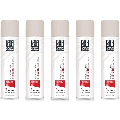 Salon Grafix Mega Hold Professional Freezing Hair Spray, 10 Ounces each (Value Pack of 5)