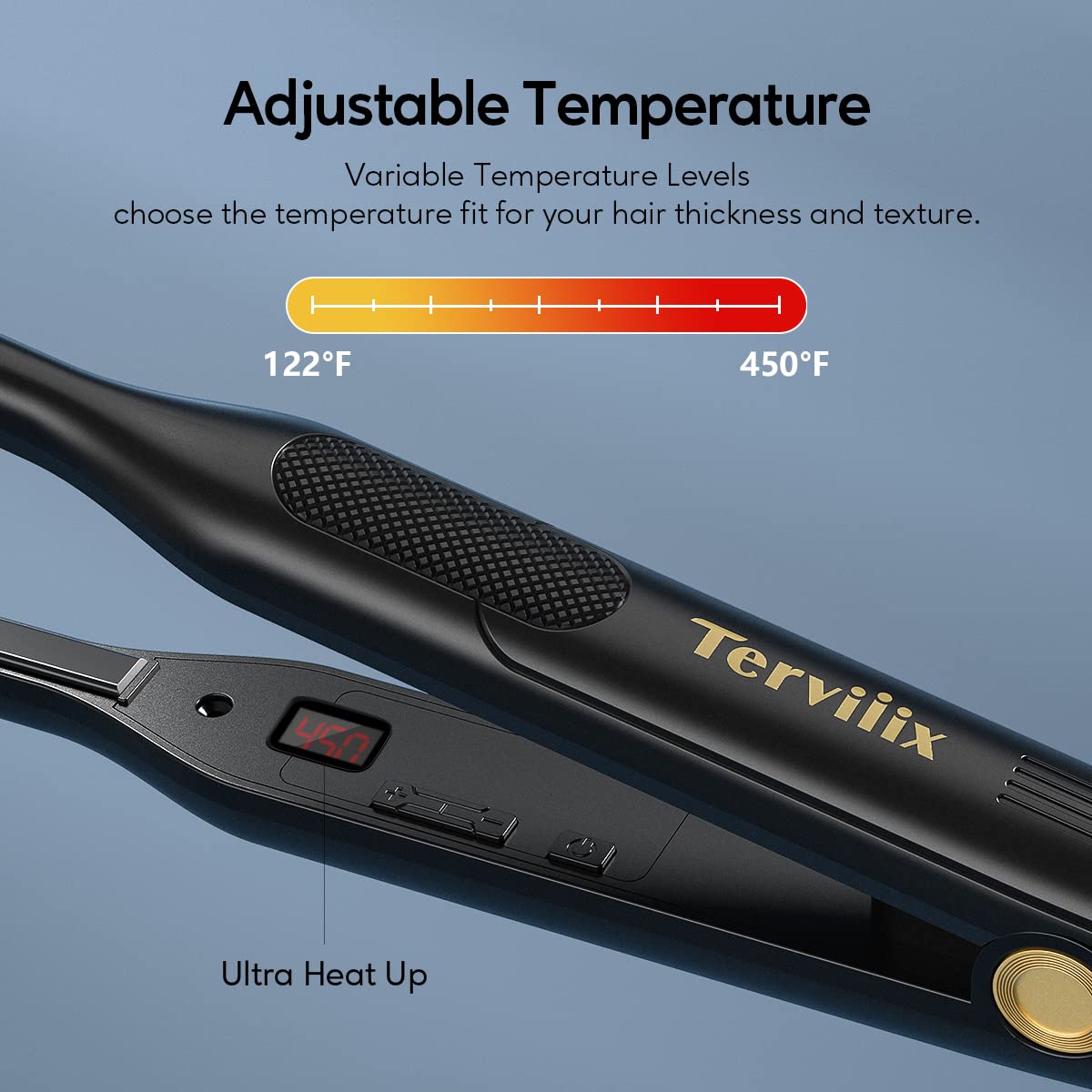 Terviiix Pencil Flat Iron for Edges & Short Hair, 3/10 Inch Small Hair Straightener for Men, Ceramic Mini Flat Iron for Pixie & Beard, 15s Fast Heat