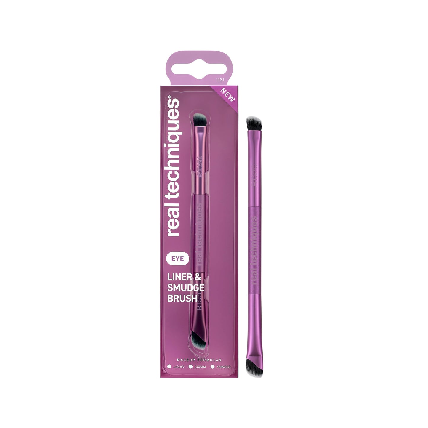 Real Techniques Liner & Smudge Brush, Dual-Ended Eye Brush for Eyeliner, Eyeshadow & Smoky Eye Blending, Precision Detail Makeup Brush with Soft