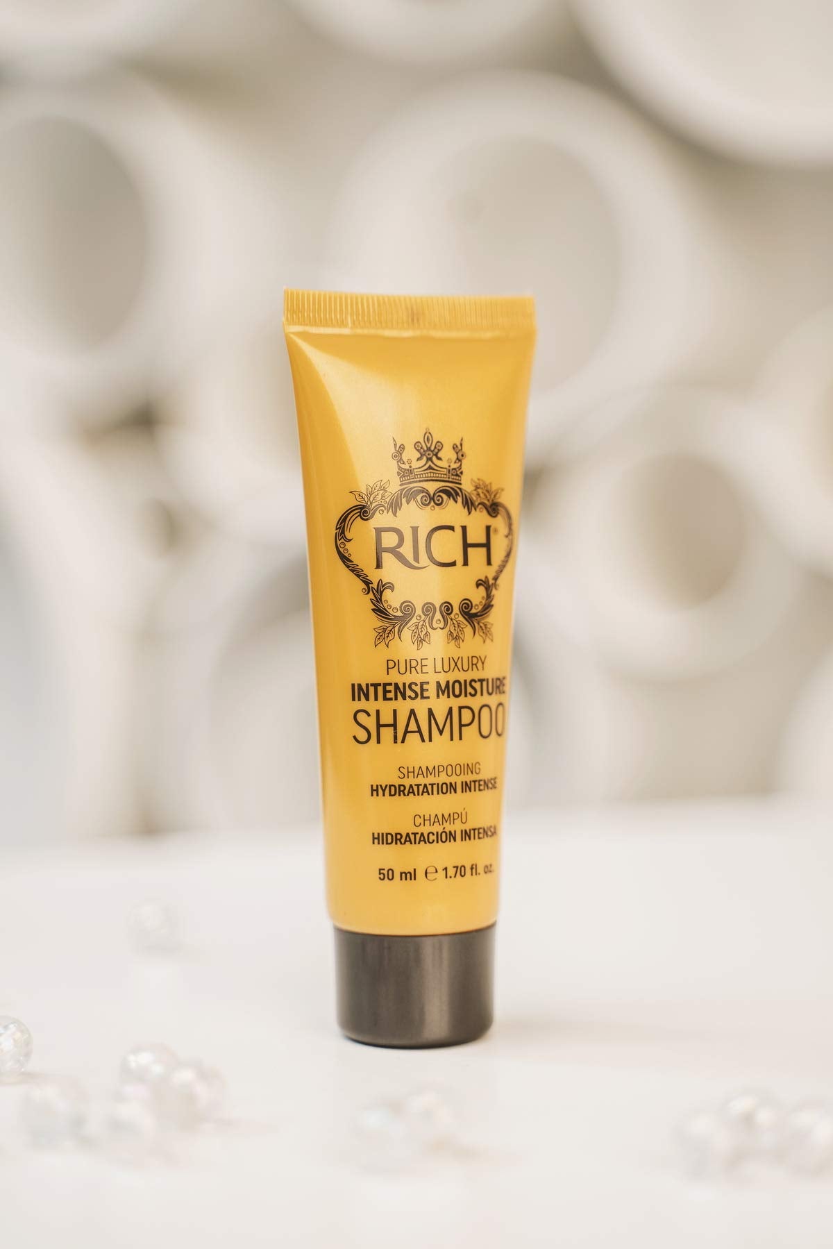 RICH Travel in Luxury Gift Set - Intense Moisture Shampoo 1.70 Fl Oz, Conditioner 1.70 Fl Oz, Argan Oil Elixir 1.0 Fl Oz for moisturzing hair