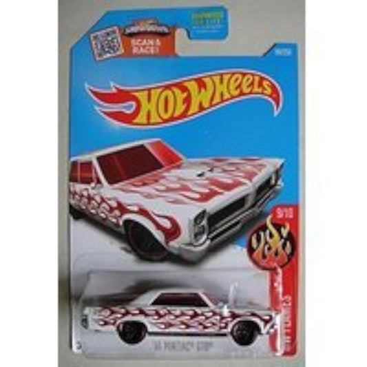 HOT WHEELS HW FLAMES 9/10 WHITE/RED '65 PONTIAC GTO 99/250 SHOWDOWN SCAN & RACE