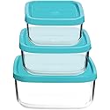 Bormioli Rocco Frigoverre Square Glass Food-Storage Containers with Lids, Set of 3