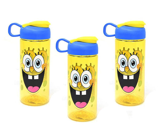 Zak Designs, Inc [3 Pack] Nickelodeon Spongebob 16.5oz Kids Sullivan Sports Water Bottle, BPA free, YellowBlue SBXKT071