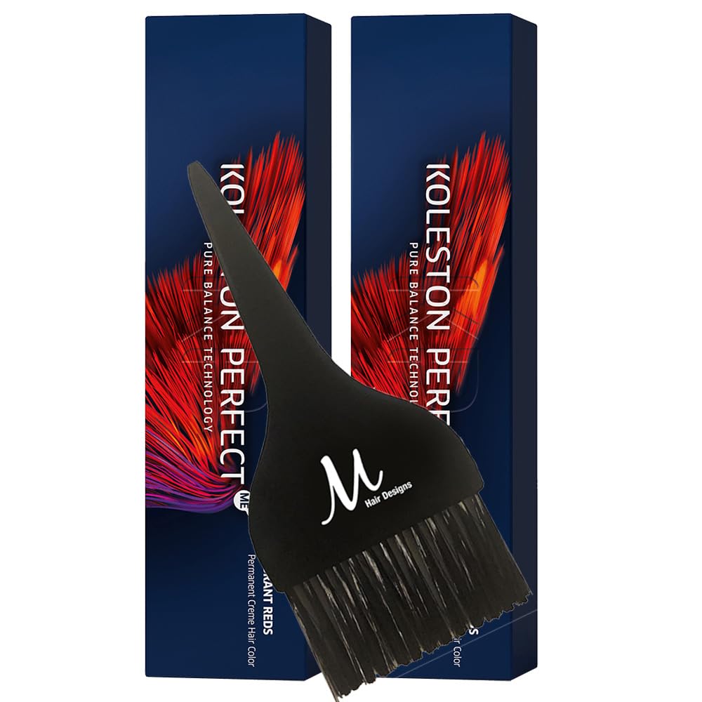 Koleston Perfect ME+ 6/45 Dark Blonde/Red Red-Violet Permanent Hair Color Creme 2 Ounce (Pack of 2) With Tint Brush - Long-Lasting Gray Coverage - Use