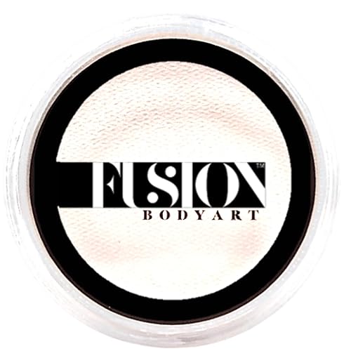 Fusion Body Art Pro Face Paint | Pearl Fairy White (25gm), Professional Quality Water Activated Shimmery Face and Body Paint Supplies Single Metallic