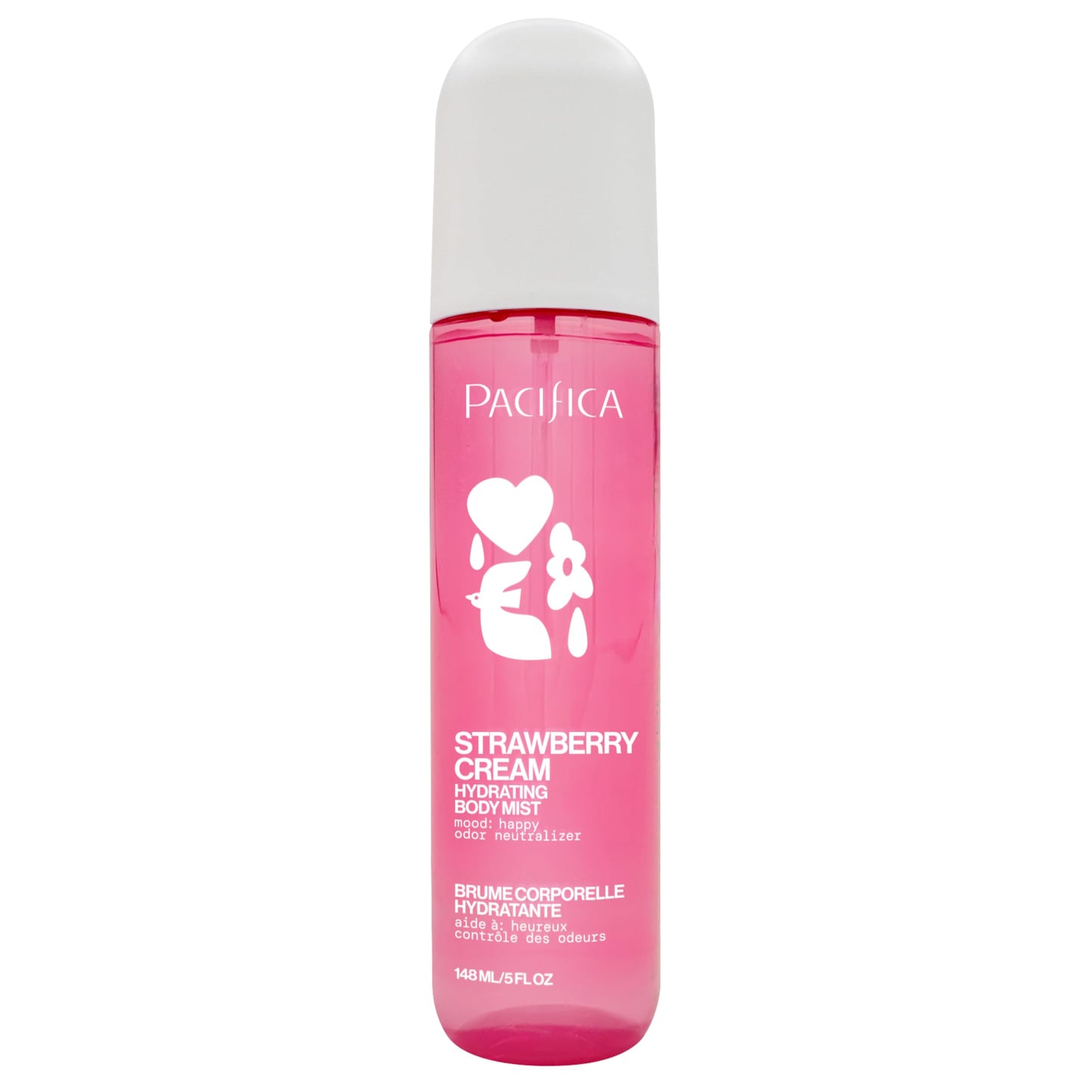 Pacifica Strawberry Cream Fruity Body Mist for Women - Sweet Strawberry Vanilla Cream Fragrance Spray, Hydrating, Odor Neutralizing, Vegan