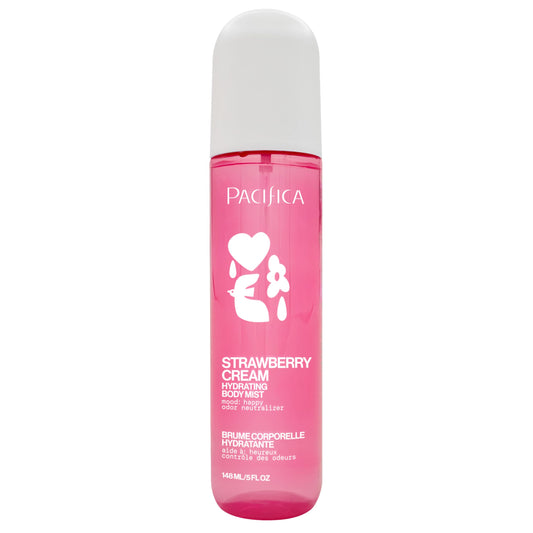 Pacifica Strawberry Cream Fruity Body Mist for Women - Sweet Strawberry Vanilla Cream Fragrance Spray, Hydrating, Odor Neutralizing, Vegan