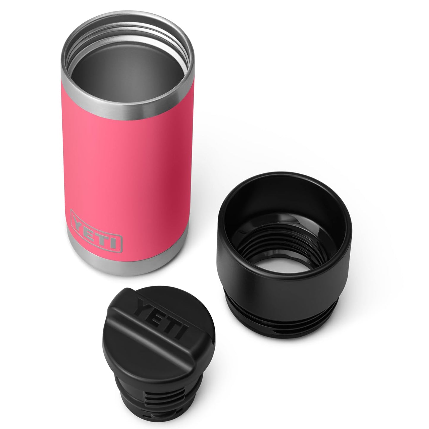 YETI Rambler 12 oz Bottle, Stainless Steel, Vacuum Insulated, with Hot Shot Cap, Tropical Pink