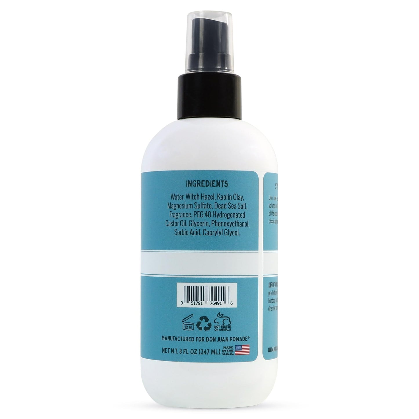 Don Juan Sea Salt Hair Styling Spray | Light Hold | Adds Volume and Texture To Hair | Natural Ingredients | Surf Wax Scent, 8 fl oz