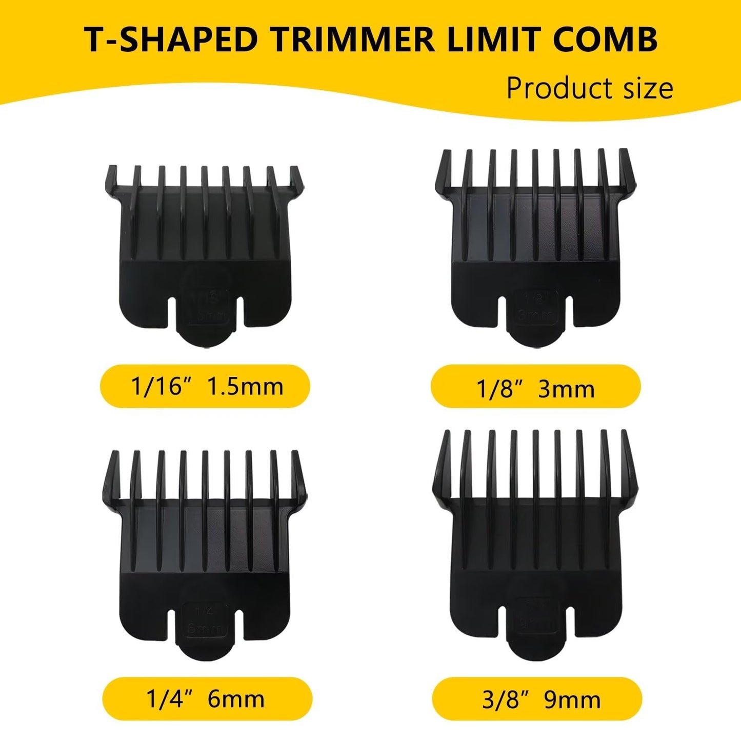 Replacement Trimmer Guards Cutting Lengths from 1/32"-3/8" Inch for Andis T Outliner #04710#04521 Blade Snap-on Attachment Combs Set, 5 Pcs Black Beauty and Personal Care GRABOTE