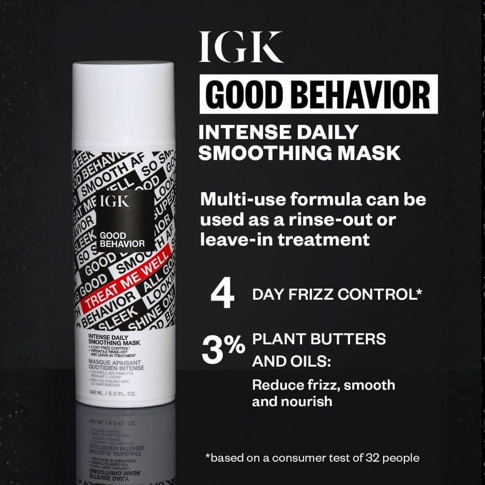 IGK GOOD BEHAVIOR Intense Daily Smoothing Mask | Vegan + Cruelty Free | 5 Oz