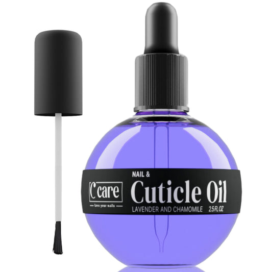 C CARE Cuticle Oil For Nails - Levender and chamomile Nail Oil - Moisturizes and Strengthens Nails and Cuticles - Dropper & Brush included - Large 2.5
