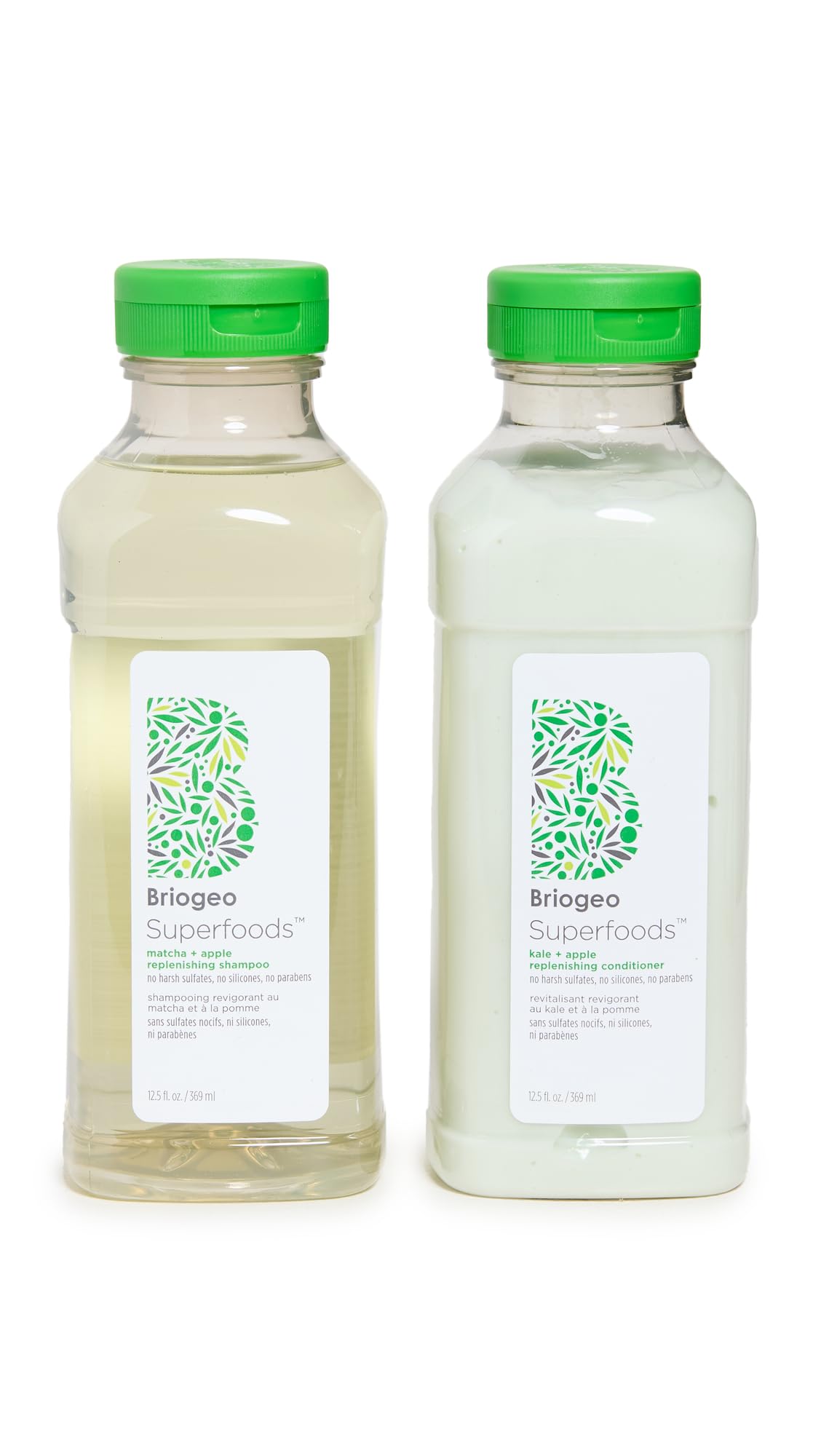 Briogeo Superfoods Matcha, Apple + Kale Hair Pack for All Hair Types | Antioxidant-Rich Shampoo & Conditioner Duo | Hydrating & Shine-Enhancing |