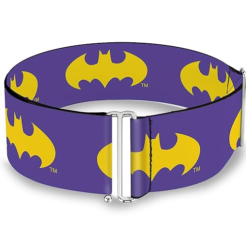 Buckle-Down Women's Cinch Belt Batman Signal Purple Yellow 23 to 42 Inch, Multicolor