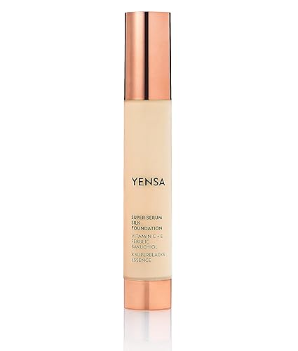 YENSA Serum Foundation Makeup - Super Silk Full Coverage Foundation Enriched with Peptides, Vitamin C & Ferulic Acid to Help Reduce Fine Lines