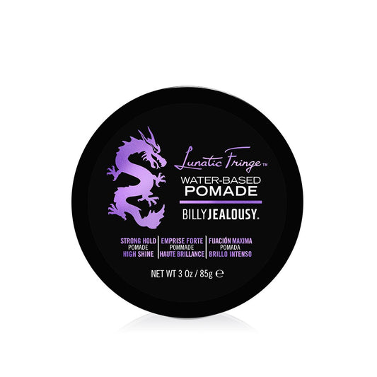 Billy Jealousy Lunatic Fringe Water-Based Pomade for Men, Strong Hold, High Shine, Water Soluble and Vegan Hair Product Ideal for Medium to Long Thick