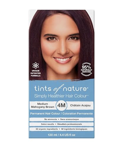 Tints of Nature 4M Medium Mahogany Brown Permanent Hair Dye, Nourishes Hair and Covers Greys, Ammonia-Free, 4.4 fl oz